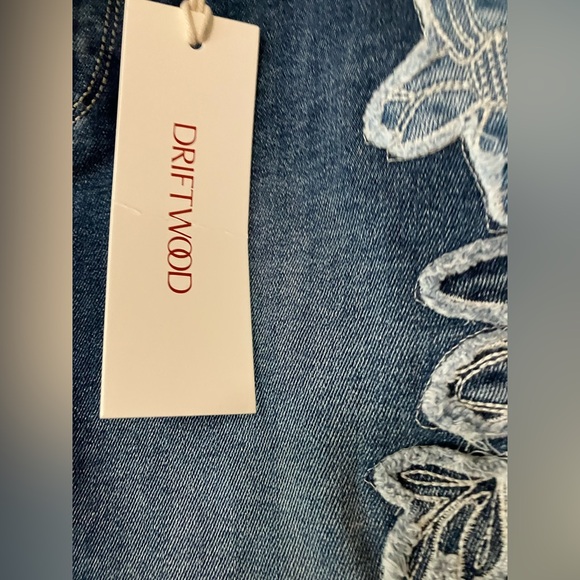 DRIFTWOOD Vintage Blue Floral Embroidered Denim Size Mini Skirt Size 28 (US 6) - Picture 11 of 13